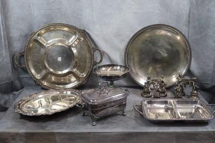 Assorted 9pc silver plated set