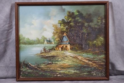 Lake House Oil On Canvas