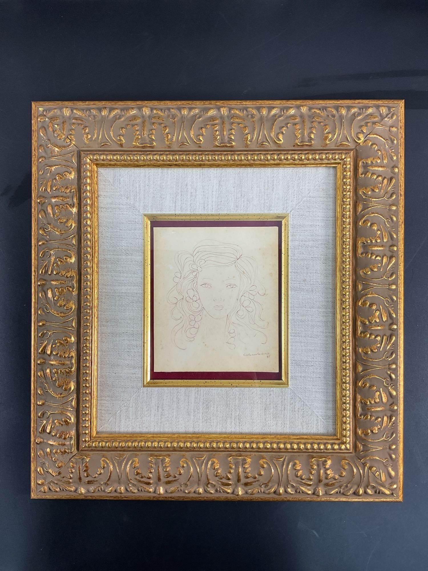 Servando Cabrera Moreno (Cuba, 1923-198) Ink Drawing (1 of 3)