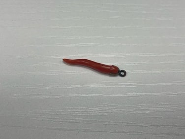 Italian Red Coral Cornicello (Horn) Amulet Pendant