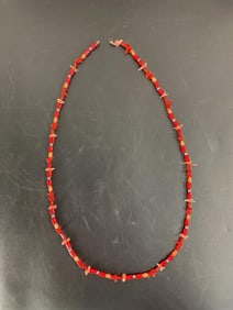 Vintage Mediterranean Red Coral Beaded Necklace