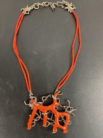 Antique Mediterranean Red Coral & Silver Necklace
