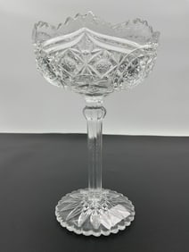 Vintage Cut Glass Pedestal Compote