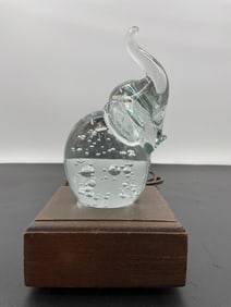 Glass Elephant Paperweight Lamp - B2