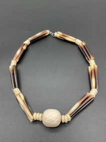Vintage Tribal-Style Horn and Bone Necklace