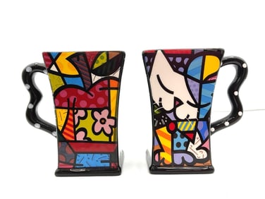 Romero Britto Square Pop Art Mug Pair