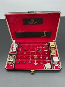 Vintage Men's Jewelry Case with Cufflinks and Accessories