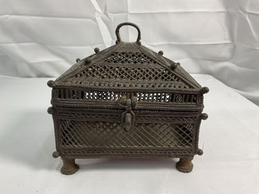 Antique Asian Cast Bronzed Cricket Box