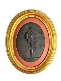Wedgwood Black Basalt Plaque of Hercules Carrying the Erymanthian Boar