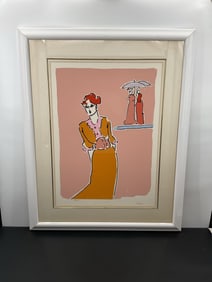 "Two with umbrellas" By Peter Max (German/American, b.1937) Serigraph