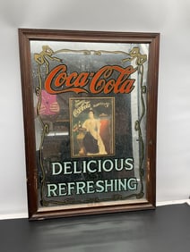 Vintage Coca-Cola Mirror Sign – “Delicious and Refreshing