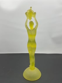 Art Deco Style Vaseline Glass Nude Figurine