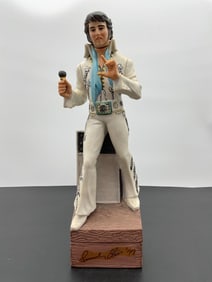 1977 McCormick Elvis Presley Bourbon Whiskey Decanter Music Box - Filled