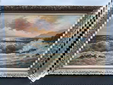 Seascape with Crashing Waves" signed Alexander Nelke " 1894 - Vihula, Reval, Estonia