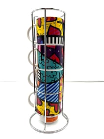 Romero Britto Stacking Espresso Mug Set with Stand