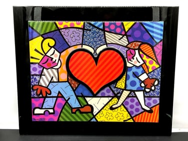 Romero Britto “Hearts Kids?? 3D Wall Art Panel – 33"x27"