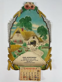 Vintage 1955 Advertising Calendar with Farmhouse Scene - Western Germany - B12