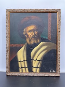 Rabbinical Portrait by Ludwig Kohn (Ukraine/Russia, b.1938) Oil on Canvas