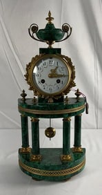19th Century Malachite and Bronze Clock