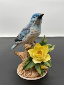 "Mountain Bluebird with Yellow Rose Figurine" - By Andrea