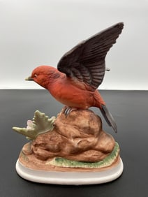 "Red Bird Figurine on Rock Base"- By Andrea