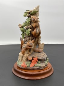 "Chipmunk Gathering" Porcelain Figurine - By Andrea