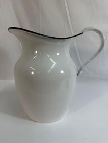 Antique  Water Pitcher, White with Black Trim - Granite ware Box 2 - Photo 7