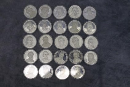 Set of 24 Silver Presidential coins