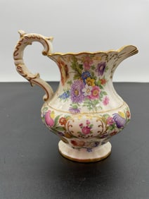 Vintage Floral Porcelain Creamer Pitcher - Dresden