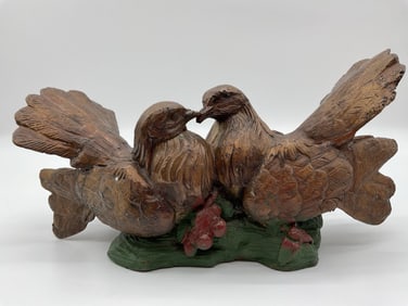 Vintage Cast Metal Sculpture of Doves