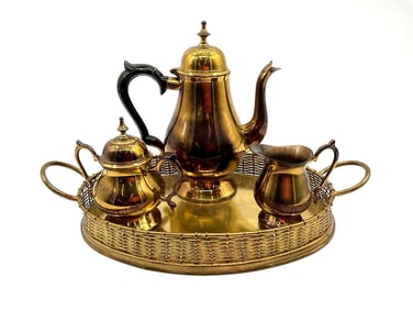 Vintage Brass Coffee and Tea Service Set