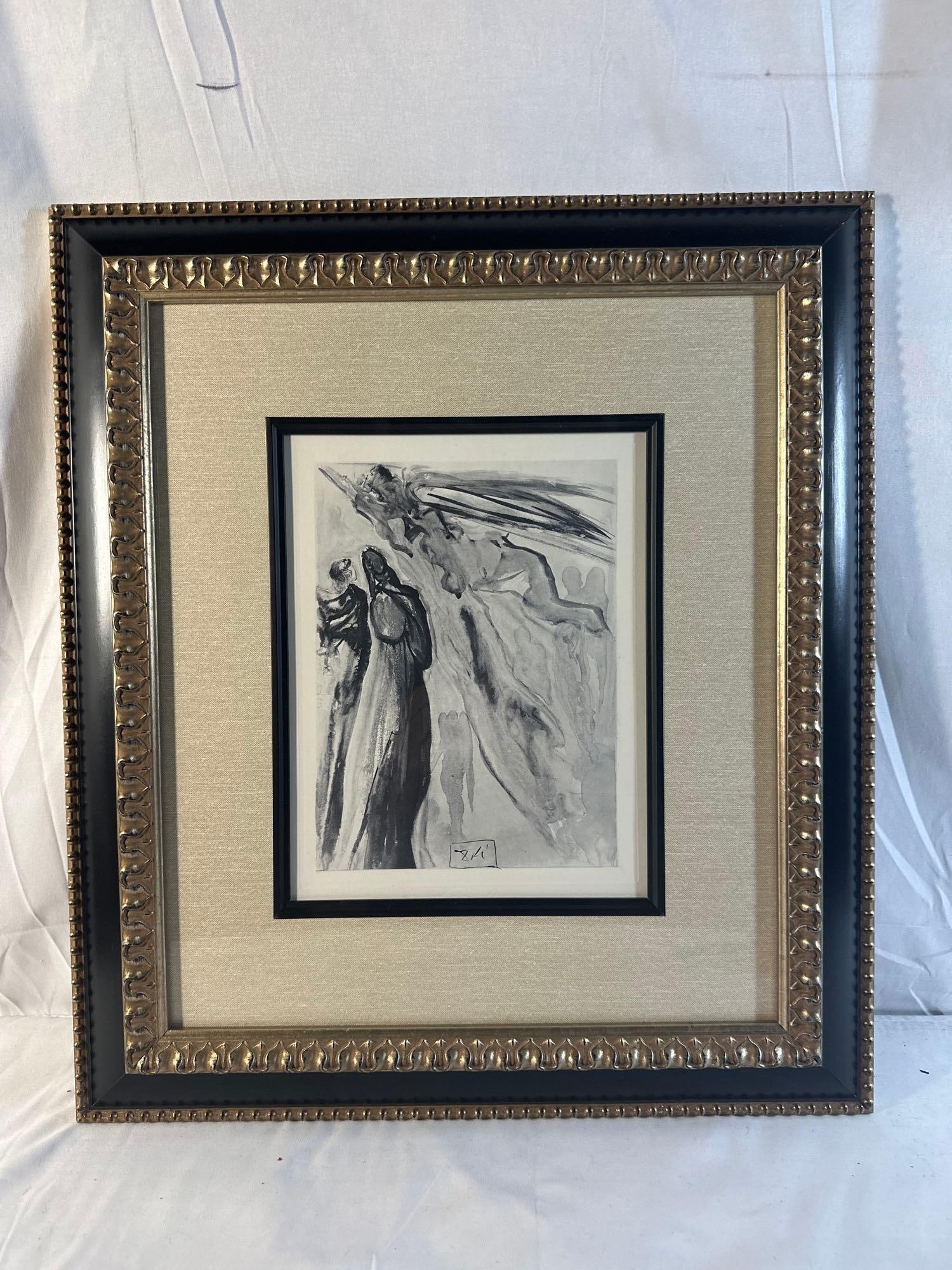 "Paradise 16" Salvador Dali (Spain, 1904-1989) Etching: Description: This piece is an original etching on fine BFK Rives paper, created by the iconic surrealist artist Salvador Dali. Paradise 16 from the divine comedy series, it embodies Dali's surrea