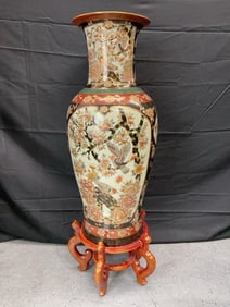 Large Hand-Painted Japanese Floor Vase