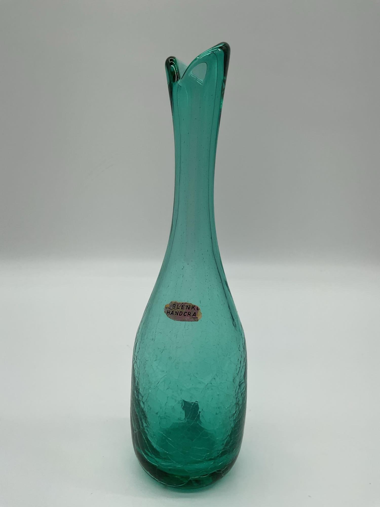 Blenko Handcrafted Crackle Glass Vase (1 of 4)