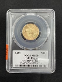 2022 Gold Eagle $10 Coin - First Day of Issue .25 oz gold