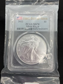2022 American Silver Eagle PCGS MS70 First Day of Issue Coin