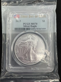 2023 American Silver Eagle PCGS MS70 First Day of Issue 1oz .999 Silver