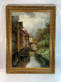 Antique European Oil Painting by H.D. Hesse