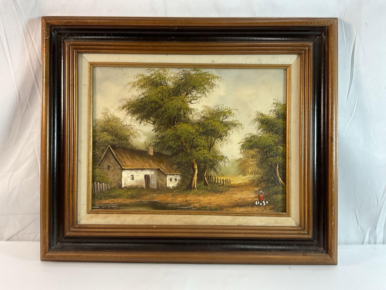 Rustic Countryside Cottage Oil Painting by C. Dickens (1 of 3)