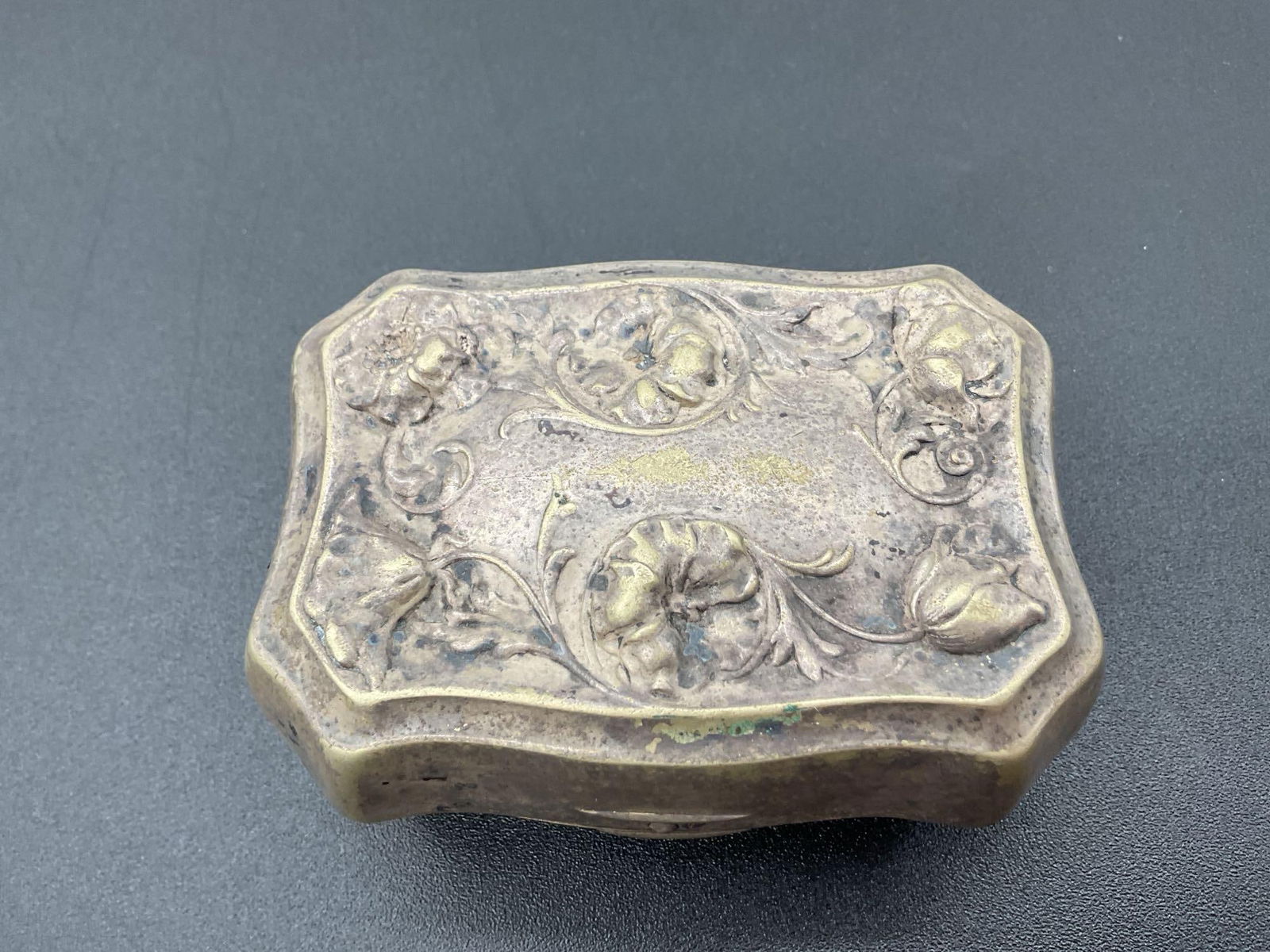 Antique Ornate Brass Trinket Box with Floral Design (1 of 5)