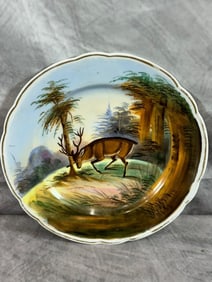 Antique Hand Painted Deer Plate