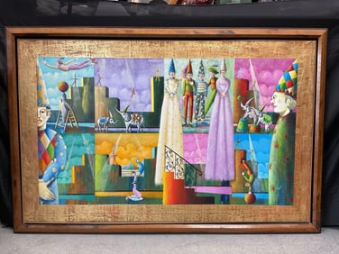 Juan Urbina Monumental Circus Scene, Signed