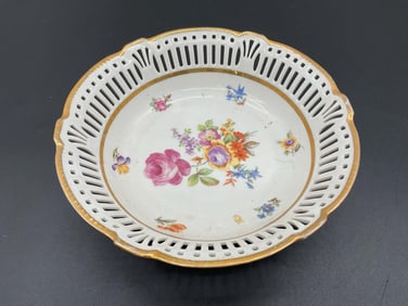 Schwarzenhammer Germany Reticulated Porcelain Bowl with Floral Design