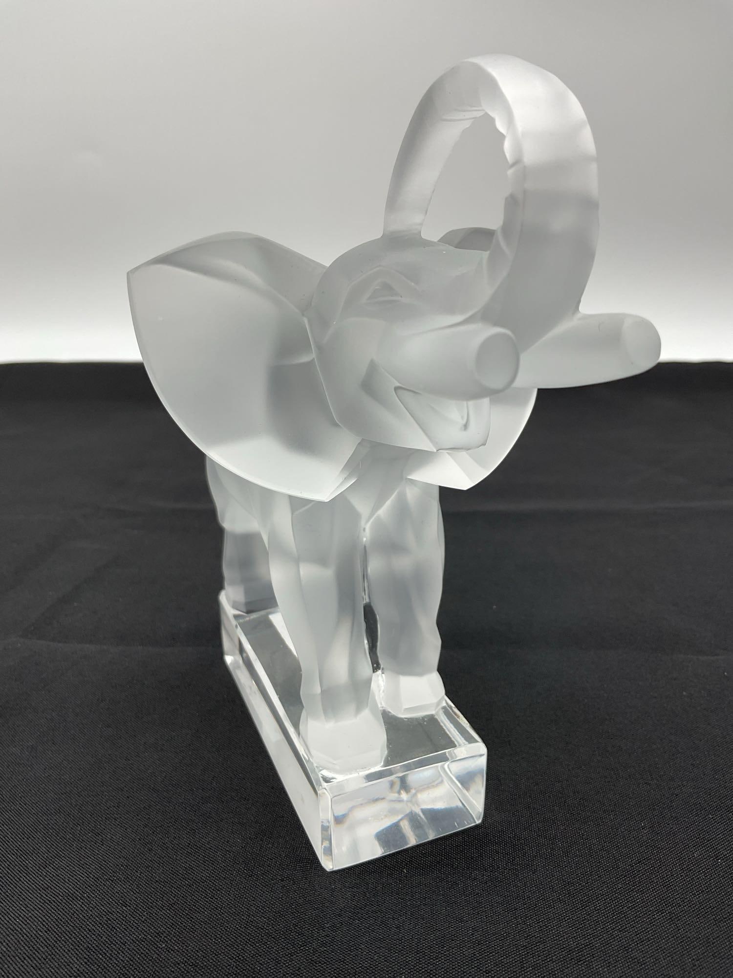 Frosted Lalique Crystal Elephant Figurine (1 of 4)