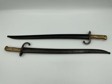 Pair of French Model 1866 Chassepot Bayonets with Scabbards
