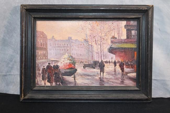Alexander Boyadzhyan (Russian, B.1958) Oil on Canvas: This is a charming oil on canvas painting by Russian artist Alexander Boyadzhyan, depicting a bustling Moscow street scene. The artwork captures the lively ambiance of the city with intricate details 