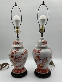 Pair of Asian-Style Porcelain Ginger Jar Lamps