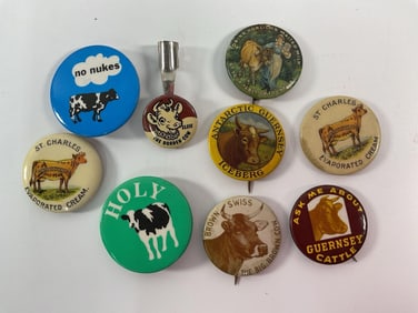 Lot of 9 Cow Buttons - Box 17