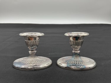 Pair of Fluted Silver-Plated Mini Candlesticks