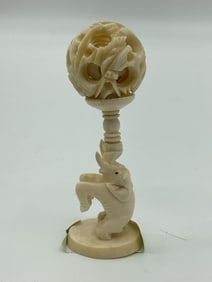 Chinese Carved Puzzle Ball on Stand